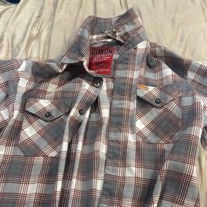 DIXXON Men's Plaid Shirt - Brown and White